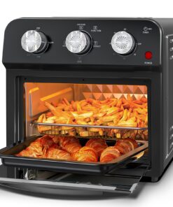 PlumChef 12.5 Quart 4-Slice Air Fryer Convection Toaster Oven, 1500W, 7-in-1 Multifunction with Roast, Bake, Grill, Broil, Toast, Dehydrate, Defrost, Stainless Steel, Black, Home Cooking, Kitchen Appliance, Modern Kitchen Gadget, Compact Design, Highquality Build, Premium Finish, Multifunctional Oven, Defrost Oven