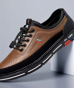 Men'S Classic Lace-Up Sneakers - Breathable Low-Top Skate & Running Shoes with Cushioned EVA Insole, All-Season Round Toe Design, Durable PVC Sole & Fabric Lining - Versatile for Gym, Casual, Outdoor & Casual Attire - Brown/ Colorway (Stripes/Graphi