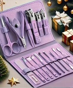 16 Premium Stainless Steel Manicure And Pedicure Kit - Modern Style Nail Clipper Kit With Straight Edge Nail File, Ear Pick, Scissors - Professional Travel Beauty Care Kit