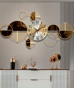 Metal Wall Clock Decorative 3D Metal Wall Art Clock For Living Room Bedroom Creative Modern Big Wall Clock Decor With Silent No-Ticking 31 X 17 Inch