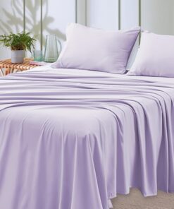 4pcs Queen Size Luxury Hotel-Grade Bed Sheet Set - 2000TC Ultra Soft & Breathable Microfiber with 14" Deep Pocket, Shrinkage & Fade Resistant, Lavender Elegant Deep Pocket Fitted Sheet, Flat Sheet & 2 Pillowcases for Mattresses, All-Season Easy Care Bedding Gift