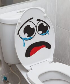 1pc Funny Crying Face Toilet Sticker - Self-Adhesive Vinyl Bathroom Decal with Expressive Eyes & Tears, Irregular Shape Matte Finish for Toilet, Door, Fridge, Window - Easy Peel & Stick Humorous Home Decor (No Residue) - Comfortable Toilet Condition