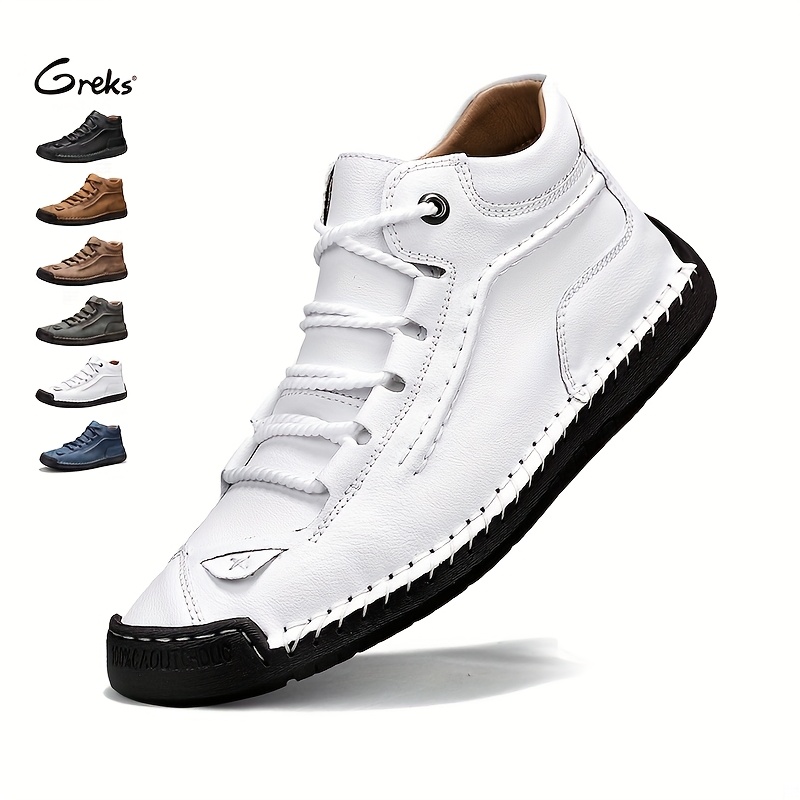 GREKS Men'S Handmade Boots - Large Size, Zipper Ankle Boots For Casual, Outdoor, And Work Wear, Spring & Autumn