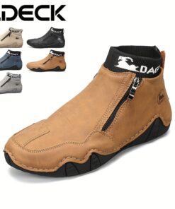 Men'S Boots With Zippers - Casual Walking Shoes - High Top Sneakers