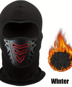 Motorcycle Full Face Mask with Neck Cover - Windproof & Anti-Dust Winter Thermal Visor, Breathable Air Vents, Cold Weather for Men - Snug-Fit Face Mask (No Glasses/Contact Compatible)