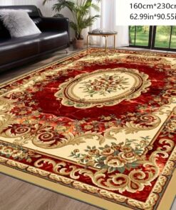 Upgraded New Model, 1pc Red European Style Faux Sheepskin Non-Slip Mat Washable, Suitable for Living Room, Bedroom, Dining Room, Home Office, Basement, Outdoor Camping, Area Rug Home Decoration