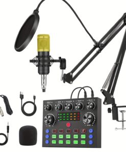 Complete Podcast Studio Bundle: BM800 Microphone with V8/F998/V8S/M8 Sound Card - USB/battery Powered, Voice Converter, Perfect for Streaming And Recording - July 4th Gifts