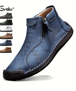 GREKS Men'S Casual Fashion Ankle Booties For Commuting Walking Shoes Cozy Boots Slip-on Driving Running Shoes