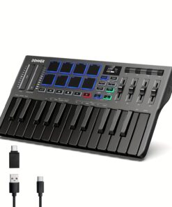 Donner DMK-25 Pro 25-Key Portable MIDI Keyboard Controller with 8 Drum Pads, OLED Display & Touch Bar - USB-C DAW/Music Production Software, 40 Free Tutorials, Compatible with PC/ for DJ, VST Instruments (Black)