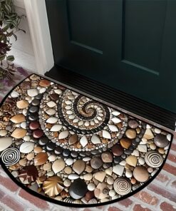 Pebble And Shell Design Doormat, Soft Semi-Circular Floor Mat, Bathroom Anti-Slip Mat, Floor Mat And Rug, Suitable For Bedroom And Living Room Entrances, Christmas Decorations