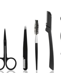 5-in-1 Professional Eyebrow Trimmer Kit with Razor Blades, Comb & Tweezers - Heavy-Duty Multi- for Permanent Brow Shaping, Scissors Included - At- or Salon Use for Women & Men (Right-Handed)