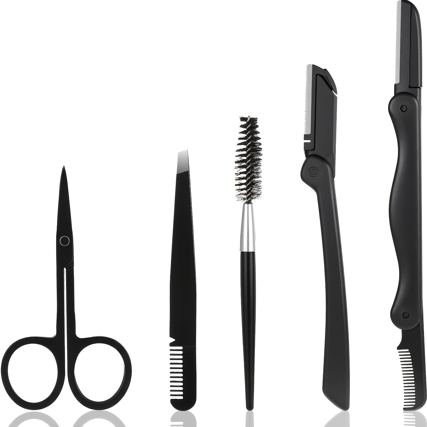 5-in-1 Professional Eyebrow Trimmer Kit with Razor Blades, Comb & Tweezers - Heavy-Duty Multi- for Permanent Brow Shaping, Scissors Included - At- or Salon Use for Women & Men (Right-Handed)