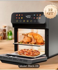 10.5QT Extra Large Convection Countertop Oven with Air Fryer, Toaster Oven Combo - Convection & Air Fry Mode, Roast/Bake/Broil/Reheat Functions, Oil-Free Healthy Cooking, Stainless Steel, LED Touchscreen & Viewing Window, Space-Saving