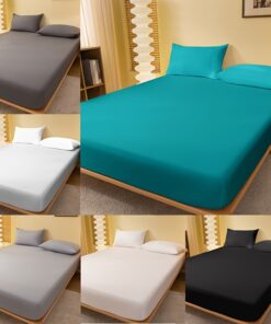 A Solid Color Brushed Bed Cover in Lake Blue for The Bedroom, Bedding Items.