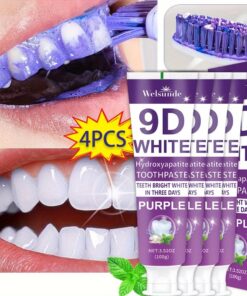 4pcs 9D WHITE Hydroxyapatite Purple White Toothpaste - Deep Cleaning for Brighter Teeth, Fresh Breath & Gum Health, Basic Oral Care Paste, Travel-Size400g/14.08oz, Deep Cleaning Of Teeth, Ideal Oral Hygiene Gift for Women & Men