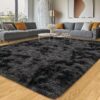 Tie-dye Black And Gray, Space Decorative Area Rugs, Super Soft Large Shaggy Rugs For Bedrooms, Upgraded Non-slip Shaggy Modern Fluffy Rugs With Non-slip Patches, Suitable For Room Living Room Den Office, Home Decor