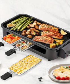 Smokeless Electric Grill | Indoor Grill with Removable Non-Stick Plate, 1700W, Portable BBQ Grill, Electric Griddle, Stainless Steel, Dishwasher Safe, Ideal for Cooking and Gifts, Perfect for Christmas
