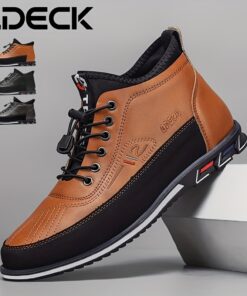 Men's Large High-Top Formal & Casual Suit Set with -Slip -Absorbing Shoes - Lightweight for Office, Outdoor, All-Season Wear - Cushioning & Rubber Sole (Solid Color Round Toe)