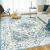 Persian Ethnic Retro Patterned Living Room Mat, Washable Mat, Non-slip And Easy to Clean, Soft Suitable for Bedroom Floors, Living Room, Large Size Living Room Decorative Mat.