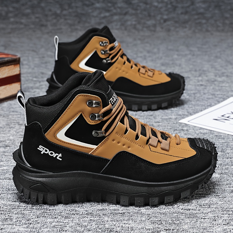 Men's Outdoor Hiking Boots - Non-Slip, Abrasion-Resistant High-Top Hiking Shoes with Lace-Up Closure, Ideal for All-Terrain Use, Casual & Sporty Style, Casual Hiking Boots | Stylish Hiking Boots | Durable Hiking Boots