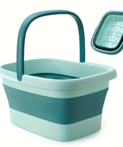 4 Gallons (15 Collapsible Foot Bath Spa Tub - Heavy-Duty PP Plastic Foldable Soaking Tub with Massage Acupoints, Large Foot Soak Bathtub for Spa, Pedicure Bowl, Laundry Basket, Portable with Handle for easy Storage & Use, for feet and