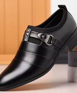 Men's Slip-On Business Casual Shoes - Soft Comfortable Low-Top Design, Anti-Slip Rubber Sole & Durable for Weddings, Parties, Easter - Spring Summer Black, Party Shoes | Modern Lowtop Shoes | Smooth Texture