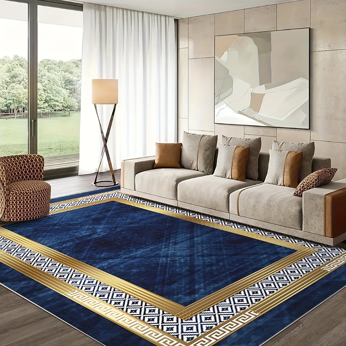 1pc Luxury Imitation Cashmere - Plush Soft Large Rectangular Modern Neutral Tones Suitable for Living Room, Bedroom, Dining Area, Jumbo Sizes Available, Machine Washable & Rubber Backing, Holiday-Friendly Easy Maintenance Mat