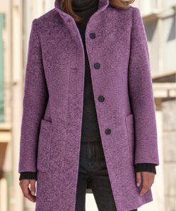 Women's Coat Royal Blue - Single-Breasted H-Line Winter Jacket with Stand Collar, Minimalist Mature Style for Fall/Winter Commuting, Social Occasions & Professional Attire (Hand Washable Coat)