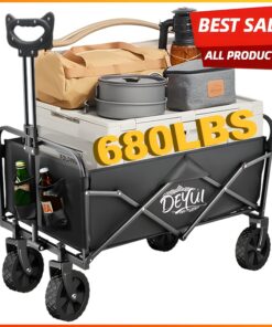 220LBS-680LBS Foldable Hand Truck, Multi-functional Luggage Cart with All-Terrain Wheels, Suitable for Beach, Lawn, Sports, Camping, Large Foldable Hand Truck, Outdoor Multi-functional Supplies