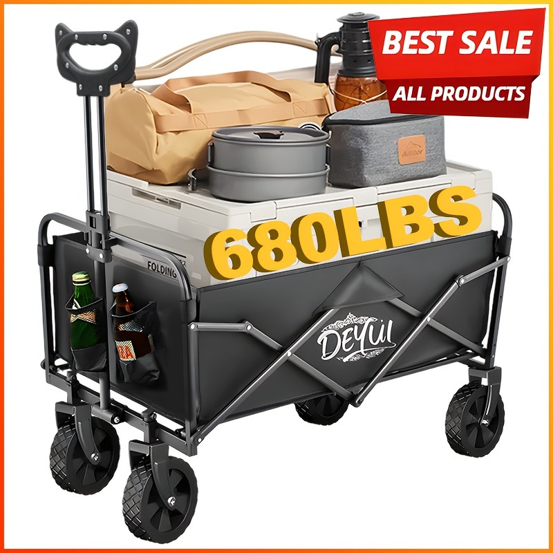 220LBS-680LBS Foldable Hand Truck, Multi-functional Luggage Cart with All-Terrain Wheels, Suitable for Beach, Lawn, Sports, Camping, Large Foldable Hand Truck, Outdoor Multi-functional Supplies