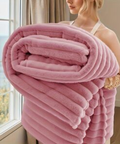 Striped Flannel Fleece Blanket Ultra-Soft, Lightweight, Throw/Twin/Queen/King Sizes, Classic Stripe Pattern, Multi-Color, Ldeal for BedCouch, Travel, Camping, Home Bedroom Decor, Homegoods, Cozyvibes, Best Gifts for Thanksgiving And Christmas