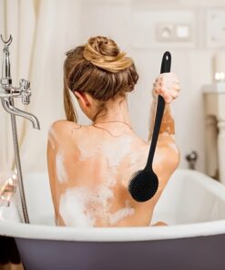1pc Ergonomic Long Handle Silicone Bath Brush with Soft Non-Irritating Bristles - Deep Cleansing & Gentle Massage, Sterile, Easy to Clean, Enhances Soap/Gel Lather, Suitable for All Light Beige Types, Durable All-Season Bath Accessory, Bath Accessories, Shower Accessory, Sleek Design, Easytoclean Design, Selfcare Essential