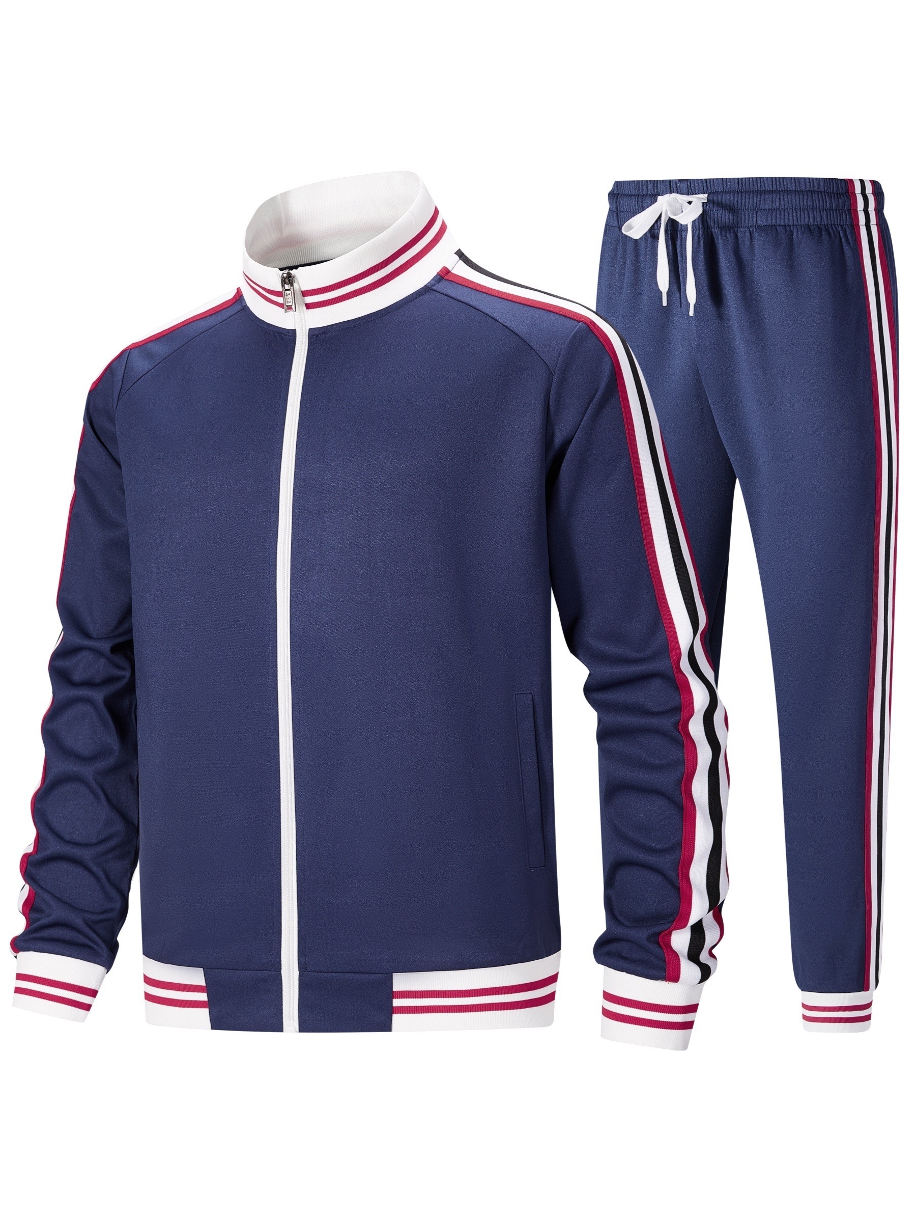 Men Track Suits Sets Long Sleeve Full-zip Sweatsuit Active Jackets And Pants 2pcs Outfits