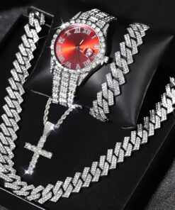 Set Of 3 Pieces And Set Of 4 Pieces, Men's Watch Set, Mayer Migu Necklace Bracelet Set, Men's Cross Necklace Set Gift