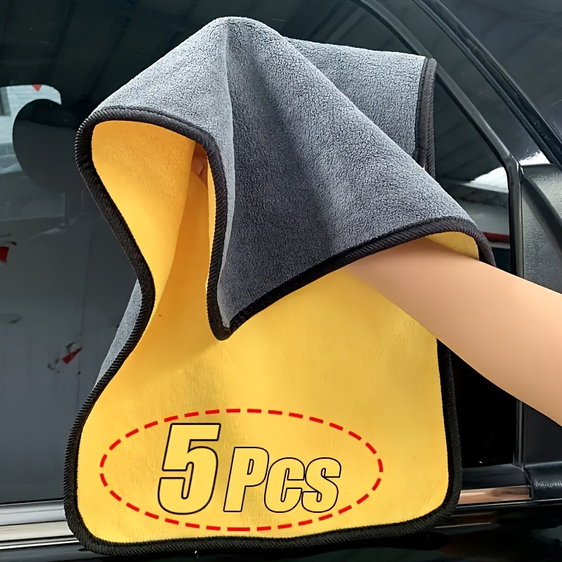 5pcs Set Of Ultra Soft Car Cleaning Towels - Thick, Highly Absorbent, Lint Free, And Efficient for Drying And Cleaning