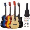 A Full-Sized Acoustic Guitar Designed for Beginners, Measuring 38 Inches. Ideal for Novice Players, It Includes Guitar Strings, a Carrying Bag, a Capo, Finger Picks, And More. Available in Various Colors, Making It a Perfect Christmas Present.