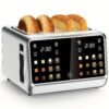 Toaster 4 Slice, Digital Smart Toaster with TouchScreen, Dual Control Panel, Single Slot Toasting, Timer, Reheat & Defrost for Bagels, Bread, Waffles, Stainless Steel Kitchen Essentials
