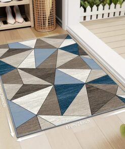 1pc Large Modern Geometric Area Mat - Brown, Soft Non-Slip Backing, Machine Washable Irregular Shaped Floor Mat for Living Room Bedroom Hallway, Indoor/Outdoor Mat, Lightweight Easy Maintenance Durable Design