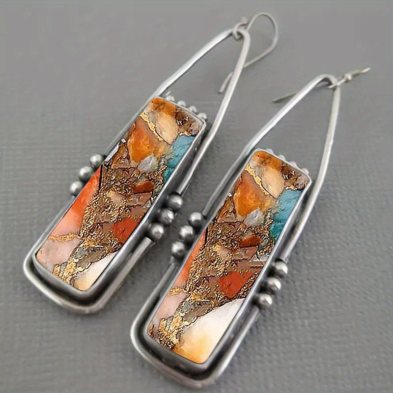 2pcs Trendy Amber Earrings Pendant for Men and Women Earrings Jewelry Fashion Exquisite Vintage Earrings Jewelry Accessories for Lovers, Birthday Parties, Anniversary Gifts for Family Jewelry