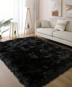 Large Modern Minimalist - Thick Memory Foam Padding, Soft Non-Slip Machine-Washable Large Rectangular Mat, Black Neutral Color for Bedroom & Living Room, Plush for Large Spaces Underfoot