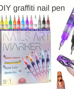 1set Nail Doodle Pen, 12-color Acrylic Paint Pen, Nail Paint DIY Quick Drying Dot Stitching Pen, Precision 3D Doodle Nail Art Pen, Nail Art Pen Set, Quick Drying, Suitable For Home And Salon DIY, Professional Details And Long-lasting Design My Orders