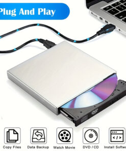 Portable Slim External CD/DVD Drive USB 2.0 Burner - High-Speed Data Transfer, Plug & Play for Windows 10/8.1/7/XP/Vista, Linux, Mac OS - Compatible with Laptop, Desktop, Copy Files, Watch Movies, Install Software, Laptop Accessory | Modern Appearance | Durable Exterior