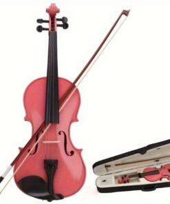 1/8 Size Pink Acoustic Violin Set with Case & Bow - Full-Size Sound Projection, Lightweight & Sturdy Construction, Ergonomic Design with Soft Case - Ideal for Beginners, & Adults - Durable Basswood & Maple Materials, Tuned & Ready to Play - Ideal for Lessons & Performances - Compact & Portable Violin for Small Hands - Includes Protective Case with Soft Lining & Sturdy Bow with Horsehair Strings, Violin Accessories, Hand Crafted Violin Instrument, Violin Full Size for Adults,