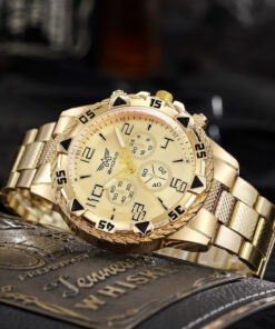 Men'S Luxury Sport Watch with Chronograph, Golden-Plated Case & Bracelet - Automatic Mechanical Movement, Bold Dial, Date Display - for Business, Gym, Everyday - No Battery Needed - Ideal Gift for Him, Gym Timepiece, Sophisticated Style, Robust Construction, Professional Timepiece, Stylish Wristwatch, Highquality Materials, Professional Accessory, Business Professionals