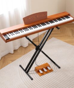 COSTWAY 88-Key Keyboard Piano Set with Adjustable Stand & 2 Keyboard Mode 2 Speakers - Heavy-Duty Wooden Construction, 88-Key Full-Size Keyboard with 88 Keys