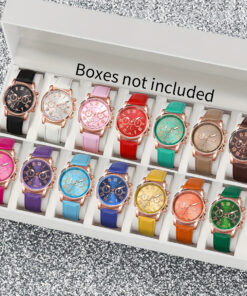 10/12/14pcs Women's Cute Candy Color Watch Set with Roman Numeral Dials, PU Strap & Quartz Movement,,,,, Wristwatches Suitable for & Women, Casual Attire, Parties,,
