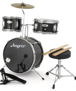 Starter 3pcs Drum Set - Comes with Cymbal, Bass Drum, Pedal, Tom Toms, Drumsticks & Stool - Musical Percussion Kit for Boys & Girls
