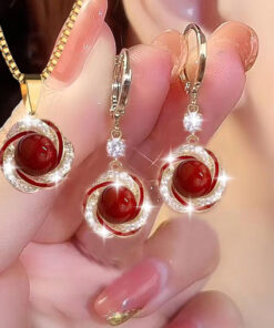 3pcsShining luxury elegant personality new creativity fashion simple necklace earrings party commemorative jewelry versatile and exquisite Christmas birthday gift