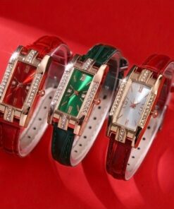 2/ 3pcs/ set Women Watch Set, PU Leather Simple Quartz Watch, Rectangle Fashion Dial, Gift for Women