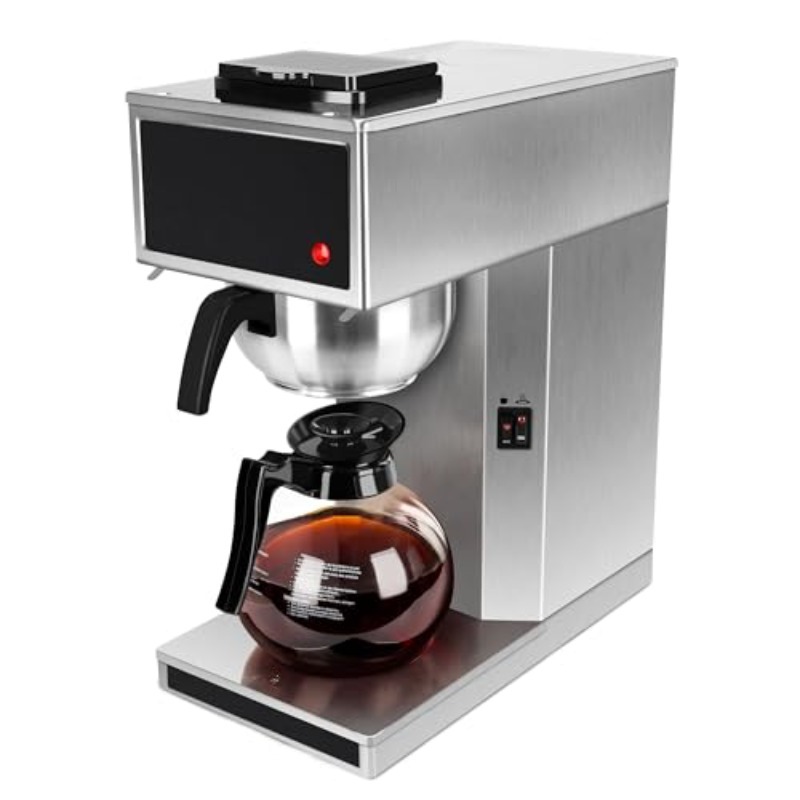 12-Cup Pourover Commercial Coffee Maker Brewer with Glass Carafe and Warmers- 120V